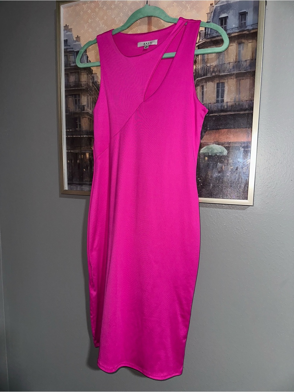 Gaze Hot Pink Sleeveless Midi Dress